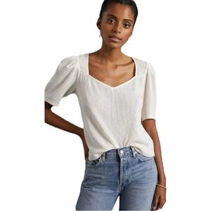 Anthropologie Sunday in Brooklyn Bow Back Puff Sleeve Top Large